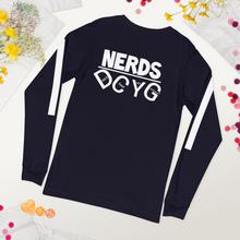 Load image into Gallery viewer, DCYG NERDS White Logo  Unisex Long Sleeve Tee
