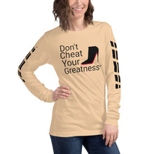 Load image into Gallery viewer, DCYG Black Red Bottoms Unisex Long Sleeve Tee
