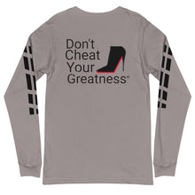 Load image into Gallery viewer, DCYG Black Red Bottoms Unisex Long Sleeve Tee
