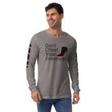 Load image into Gallery viewer, DCYG Black Red Bottoms Unisex Long Sleeve Tee
