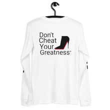 Load image into Gallery viewer, DCYG Black Red Bottoms Unisex Long Sleeve Tee
