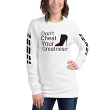 Load image into Gallery viewer, DCYG Black Red Bottoms Unisex Long Sleeve Tee
