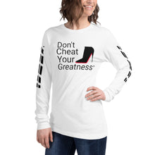 Load image into Gallery viewer, DCYG Black Red Bottoms Unisex Long Sleeve Tee
