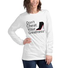 Load image into Gallery viewer, DCYG Black Red Bottoms Unisex Long Sleeve Tee
