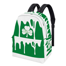 Load image into Gallery viewer, Ancestors Irish, White Logo, White Drip &amp; Green Cotton Backpack
