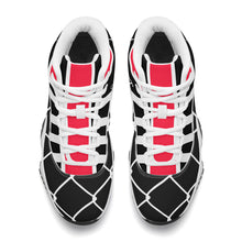 Load image into Gallery viewer, DONT D4X White Logo ,Red ,White Stripes &amp; Black  High Top Air Retro Sneakers - White
