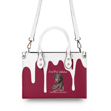Load image into Gallery viewer, Ancestors Muslim, Female, White Logo, White  Drip &amp; Burgundy Multiple Sizes Upgraded Luxury Women PU Leather Handbag
