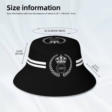 Load image into Gallery viewer, Royalty 24 White Logo , Stripes &amp; Black Reflective Bucket Hat
