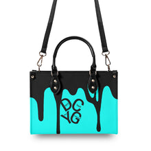 Load image into Gallery viewer, DRIP LO  Black Logo &amp; Turquoise  Multiple Sizes Upgraded Luxury Women PU Leather Handbag
