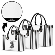 Load image into Gallery viewer, Ancestors Muslim, Female, Black Logo , Stripes &amp; White Multiple Sizes Upgraded Luxury Women PU Leather Handbag
