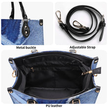 Load image into Gallery viewer, 45 Dgr White Logo &amp; Denim Multiple Sizes Upgraded Luxury Women PU Leather Handbag
