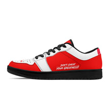 Load image into Gallery viewer, DCYG G4's Red &amp; White, Black Sole Low-Top Leather Sneakers
