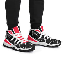 Load image into Gallery viewer, DONT D4X White Logo ,Red ,White Stripes &amp; Black  High Top Air Retro Sneakers - White
