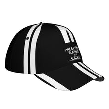 Load image into Gallery viewer, Ancestors Black , White Logo Curved Brim Baseball Cap (AOP)
