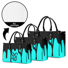 Load image into Gallery viewer, DRIP LO  Black Logo &amp; Turquoise  Multiple Sizes Upgraded Luxury Women PU Leather Handbag
