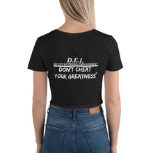 Load image into Gallery viewer, DCYG DEI  White logo Women’s Crop Tee
