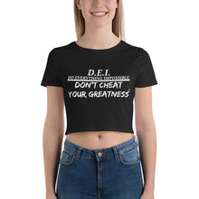Load image into Gallery viewer, DCYG DEI  White logo Women’s Crop Tee
