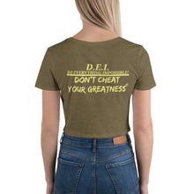 Load image into Gallery viewer, DCYG DEI Yellow &amp; Brown Women’s Crop Tee
