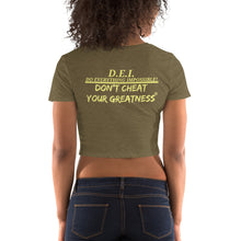 Load image into Gallery viewer, DCYG DEI Yellow &amp; Brown Women’s Crop Tee
