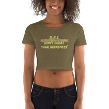 Load image into Gallery viewer, DCYG DEI Yellow &amp; Brown Women’s Crop Tee
