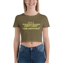 Load image into Gallery viewer, DCYG DEI Yellow &amp; Brown Women’s Crop Tee
