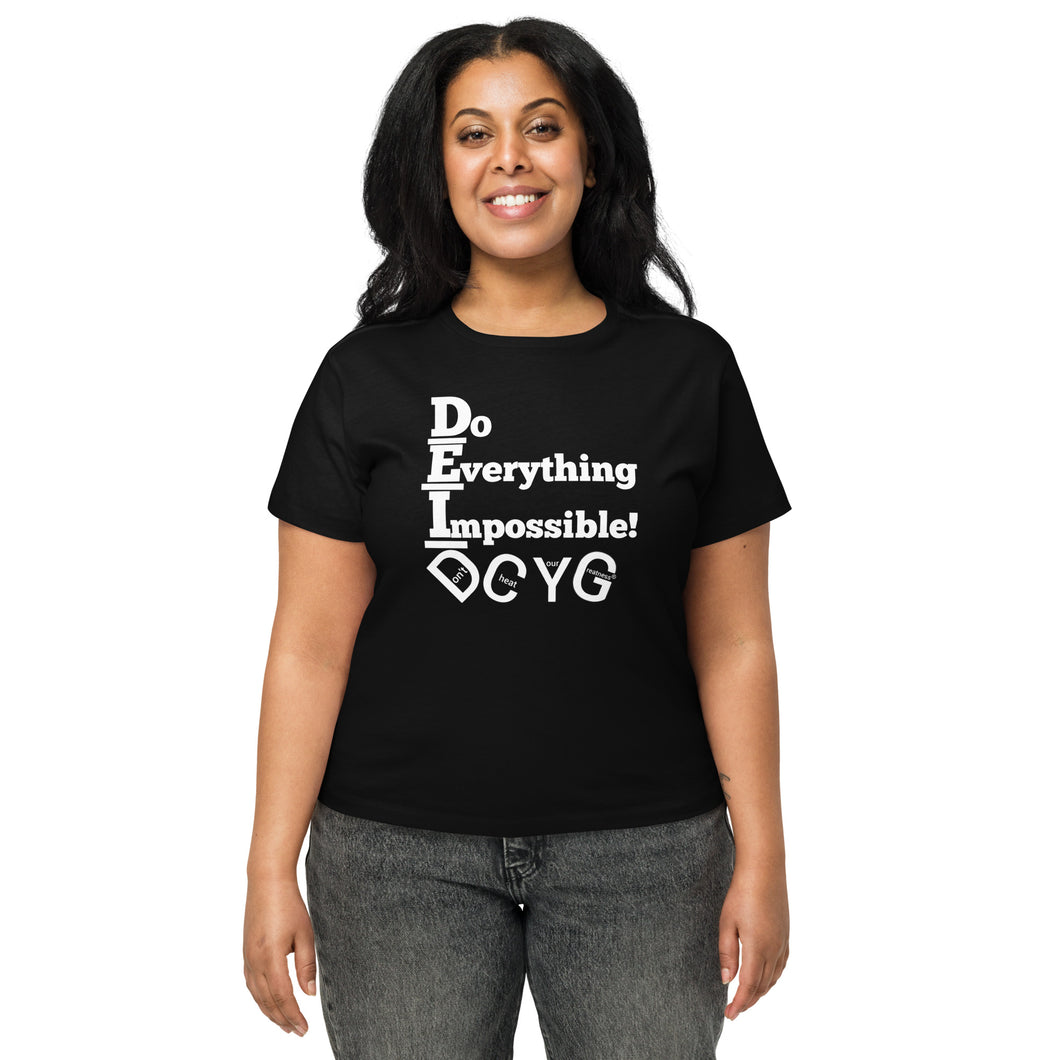 DCYG  DEI 24 White Logo Women’s high-waisted t-shirt