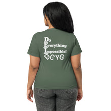 Load image into Gallery viewer, DCYG  DEI 24 White Logo Women’s high-waisted t-shirt
