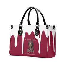 Load image into Gallery viewer, Ancestors Muslim, Female, White Logo, White  Drip &amp; Burgundy Multiple Sizes Upgraded Luxury Women PU Leather Handbag
