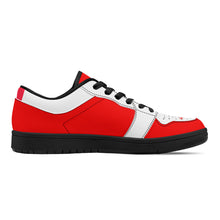 Load image into Gallery viewer, DCYG G4's Red &amp; White, Black Sole Low-Top Leather Sneakers
