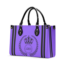 Load image into Gallery viewer, Royalty 24 Black Logo ,Stripes &amp; Purple Multiple Sizes Upgraded Luxury Women PU Leather Handbag

