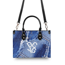 Load image into Gallery viewer, DRIP LO White Logo &amp; Denim Multiple Sizes Upgraded Luxury Women PU Leather Handbag
