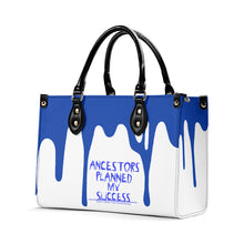 Load image into Gallery viewer, Ancestors Black, Blue Logo &amp; Blue and White Drips Multiple Sizes Upgraded Luxury Women PU Leather Handbag
