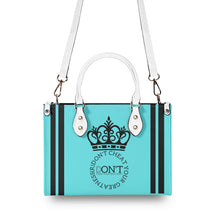 Load image into Gallery viewer, Royalty DON'T D4XV Black logo, Stripes &amp; Turquoise  Multiple Sizes Upgraded Luxury Women PU Leather Handbag
