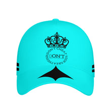 Load image into Gallery viewer, Royalty DON'T D4XV Black Logo, Stripes,  Designs &amp; Turquoise  Curved Brim Baseball Cap (AOP)
