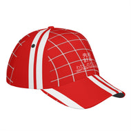 Ancestors Japanese  White Logo, Netting & Red Curved Brim Baseball Cap (AOP)