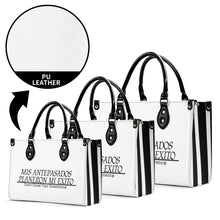 Load image into Gallery viewer, Ancestors Latino, Black Logo &amp; White &amp; Black Stripes Multiple Sizes Upgraded Luxury Women PU Leather Handbag
