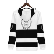 Load image into Gallery viewer, Royalty 24 White ,Black Logos ,Stripes &amp; White  Men's All Over Print Hoodie
