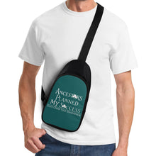 Load image into Gallery viewer, Ancestors Irish, White Logo, White Clovers &amp; Green Chest Bag
