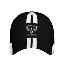 Load image into Gallery viewer, Ancestors Native, White Logo , Stripes &amp; Black Curved Brim Baseball Cap (AOP)
