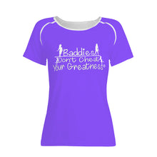 Load image into Gallery viewer, DCYG 24SX Baddies White Logo &amp; Purple  Women's All-Over Print T shirt
