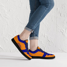 Load image into Gallery viewer, DCYG G4's Orange &amp; Blue, Black Sole Low-Top Leather Sneakers
