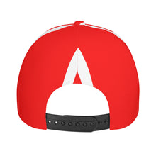 Load image into Gallery viewer, Ancestors Black, White Logo, White Strips &amp; Red Curved Brim Baseball Cap (AOP)
