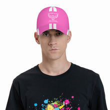 Load image into Gallery viewer, Ancestors Native, White Logo,Stripes &amp; Pink Curved Brim Baseball Cap (AOP)
