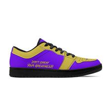 Load image into Gallery viewer, DCYG 4G's Purple &amp; Gold, Black Sole Low-Top Leather Sneakers

