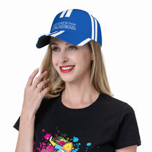 Load image into Gallery viewer, Ancestors Jewish, White Logo, Stripes,  Blue Curved Brim Baseball Cap (AOP)
